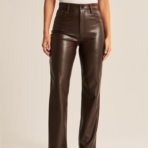 Abercrombie & Fitch Brown Straight Leg Leather Pants